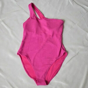 NWOT OLD NAVY Textured One Shoulder One Piece Swimsuit Pink Size Large